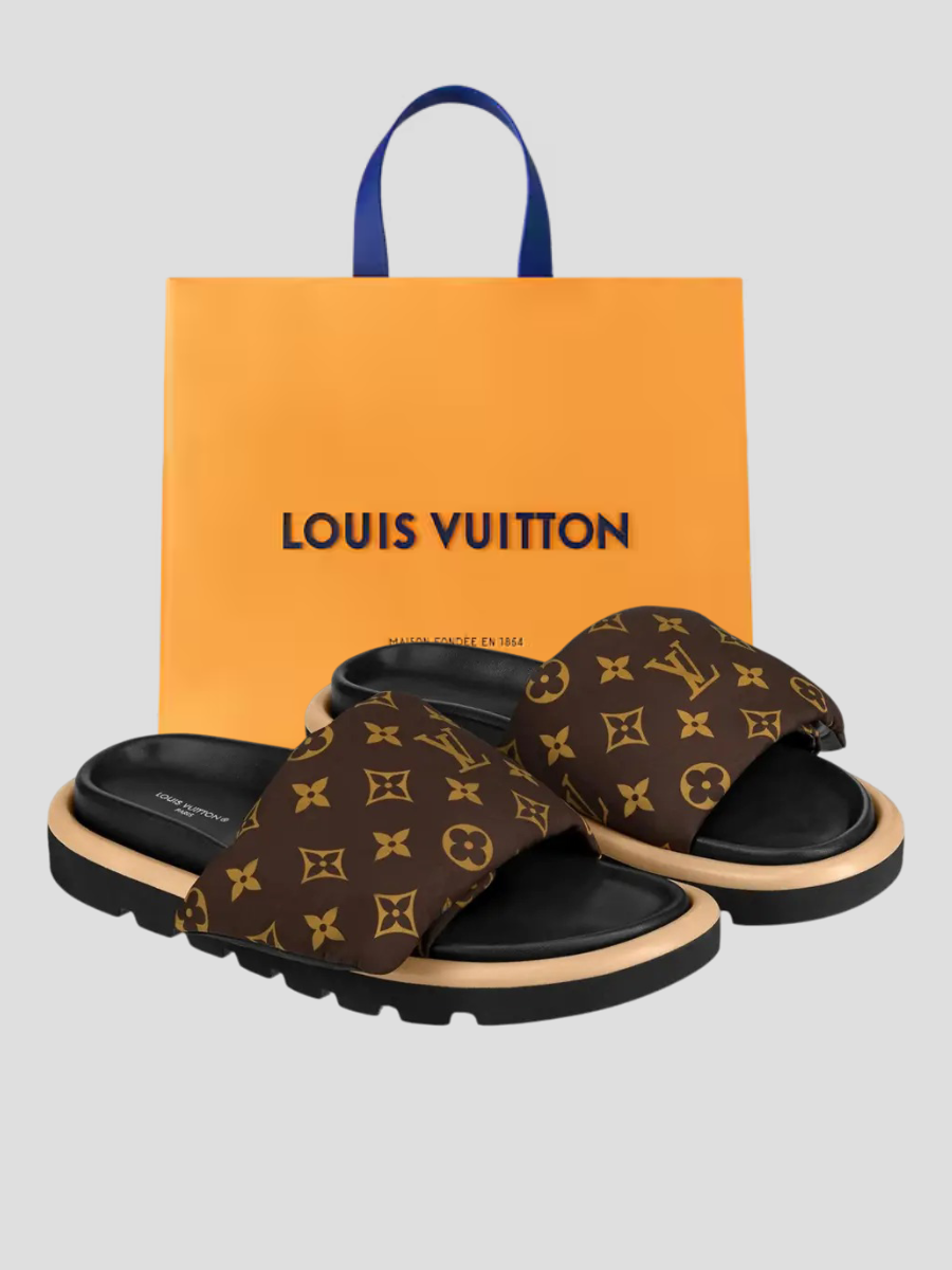 Claquettes LV marron