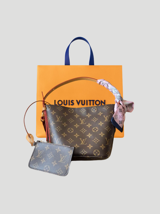 Sac LV Marron avec pochette et tissue en soie